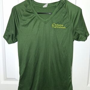 Green V-Neck T-Shirt with Logo